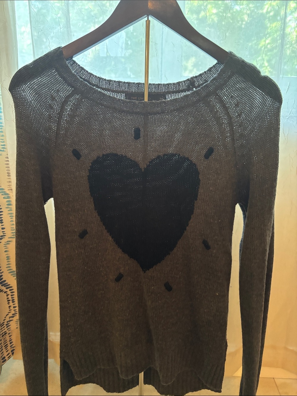 The Limited Charcoal Gray Sweater with Black Heart Motif